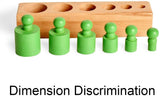 6 clavijas Mini bloques de cilindros con perillas Montessori - 6.7 pulgadas - Colorido juguete de madera para la escuela temprana en el hogar - Juego de 4 piezas 