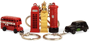 BOHS London Souvenir Gift - British Cultural Icons Landmark Die-cast Keychain Keyring - Small Metal Miniature Model (5 pcs)