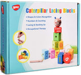 BOHS Caterpillar Lacing Block Beads - Toddler Learn Math Counting, Numbers and Shapes-  Early Development Toys