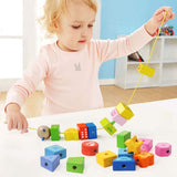 BOHS Caterpillar Lacing Block Beads - Toddler Learn Math Counting, Numbers and Shapes-  Early Development Toys