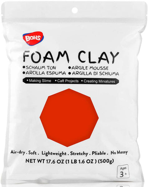 BOHS Super Light Foam Modeling and Slime Clay, Air Dry, for Preschool Arts & Crafts,1.1 Pound/500Grams (Red)