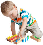 6 clavijas Mini bloques de cilindros con perillas Montessori - 6.7 pulgadas - Colorido juguete de madera para la escuela temprana en el hogar - Juego de 4 piezas 