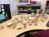 BOHS 1SET = 34PCS Muebles de casa de muñecas - Rompecabezas 3D de madera - Modelos en miniatura a escala Casa de muñecas Accesorio de bricolaje 