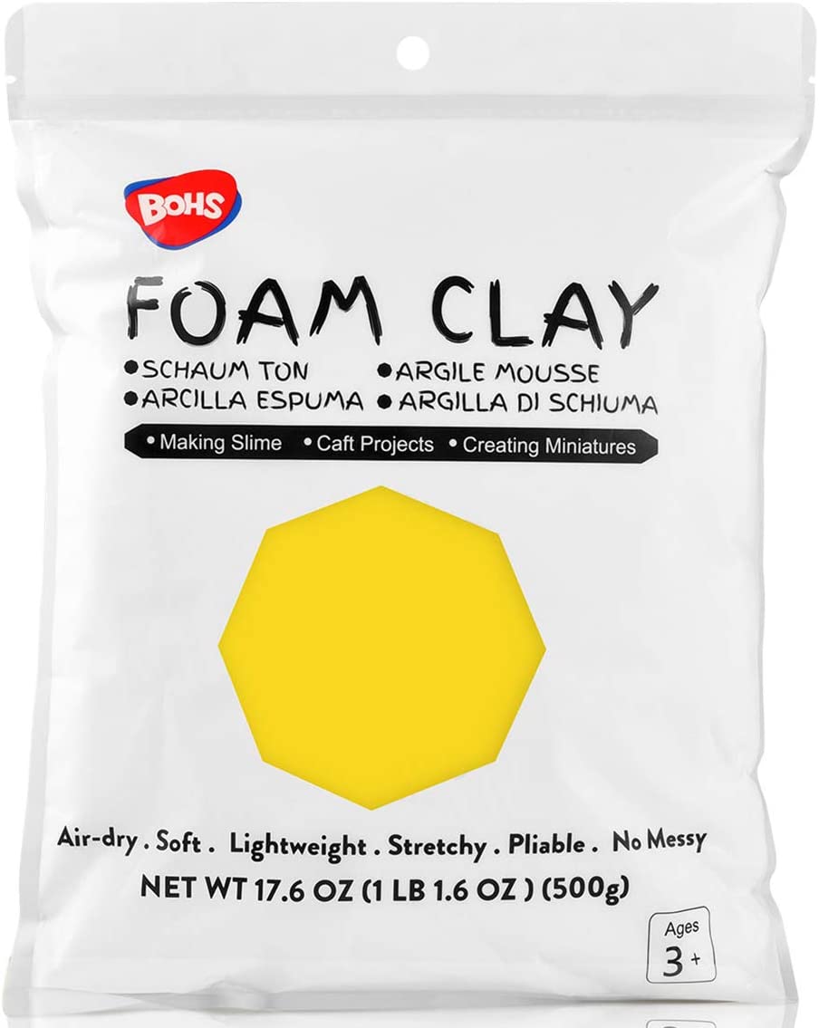 BOHS White Modeling Foam Clay- Air Dry, Squishy,Pliable - Molding Clay for Adult Arts & Crafts Project,Fake Bake,Slime Ingredient Supplies,3 lbs /