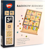 BOHS Wooden Rainbow Sudoku para niños - 3 en 1 fácil a difícil - con libro de 320 Sudoku Puzzles - Juego de rompecabezas de escritorio Juguetes