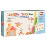 Tangram arcoíris con tarjetas de actividades - Rompecabezas de tamaño grueso - Mesa de luz para niños pequeños / Juguetes de ventana